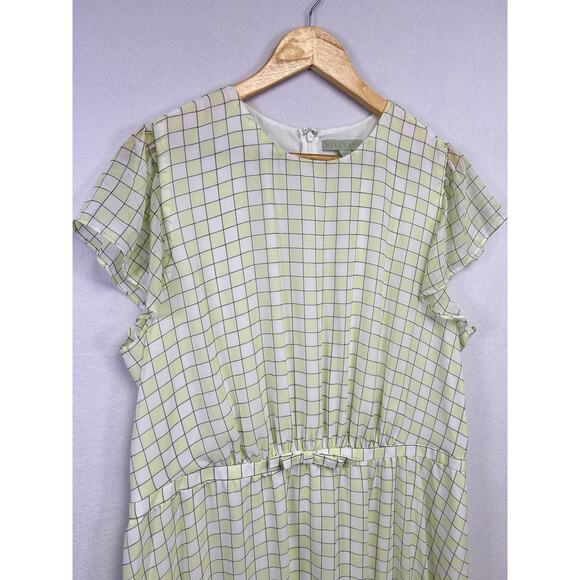 Ryegrass green check ruffle midi dress XXL country chick cottagecore ￼ - Picture 6 of 8